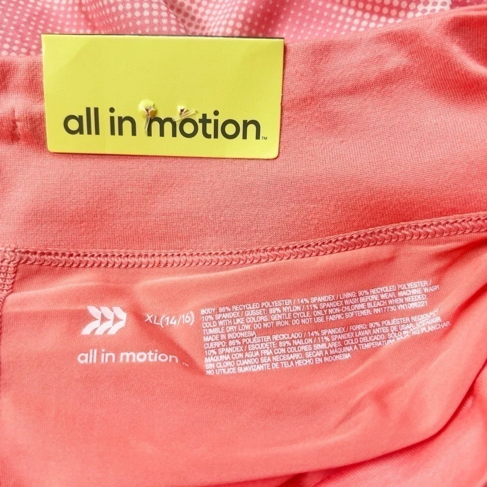 NWT All In Motion Gradient Dot Girls Skort Coral Pink Orange White XL 14/16